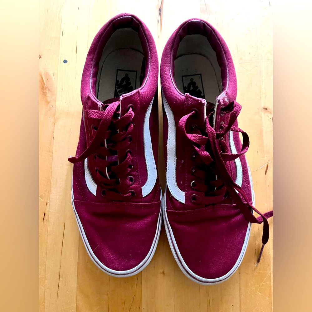 Vans Burgundy and White Sneakers